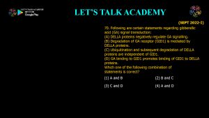 CSIR NET Life Science Previous Year Questions and Solution Plant Hormones
