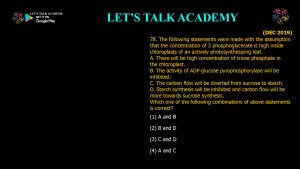 CSIR NET Life Science Previous Year Questions and Solution Plant Physiology
