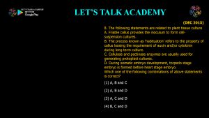 CSIR NET Life Science Previous Year Questions and Solution on Plant Tissue Culture and Transgenic Plants