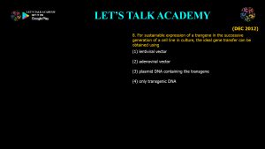 CSIR NET Life Science Previous Year Questions and Solution on Animal Cell Culture and Transgenic Animals