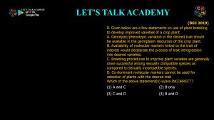 CSIR NET Life Science Previous Year Questions and Solution Breeding in Plants and Animals