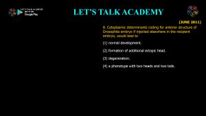 CSIR NET Life Science Previous Year Questions and Solution on Drosophila Development