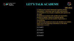 CSIR NET Life Science Previous Year Questions and Solution on Plant Tissue Culture and Transgenic Plants
