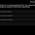 8. Kirchoff’s first law (∑ i =0 ) and second law (∑ iR = ∑ E), where the symbols have their usual meanings, are based on which laws respectively: a.Conservation of charge, conservation of energy b.Conservation of charge, conservation of momentum c.Conversation of energy, conservation of momentum d.None of the above
