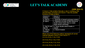 CSIR NET Life Science Previous Year Questions and Solution on RECOMBINATION