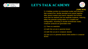 CSIR NET Life Science Previous Year Questions and Solution on RECOMBINATION