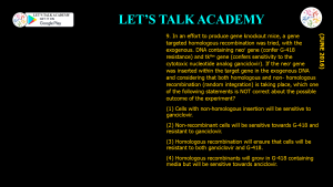 CSIR NET Life Science Previous Year Questions and Solution on RECOMBINATION