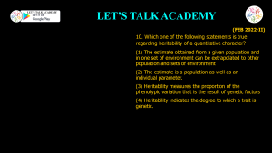 CSIR NET Life Science Previous Year Questions and Solution on QUANTITATIVE GENETICS