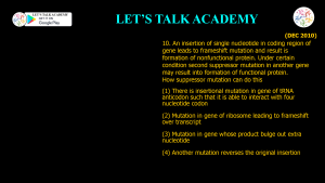 CSIR NET Life Science Previous Year Questions and Solution on MUTATION