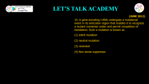 CSIR NET Life Science Previous Year Questions and Solution on MUTATION