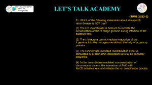 CSIR NET Life Science Previous Year Questions and Solution on RECOMBINATION