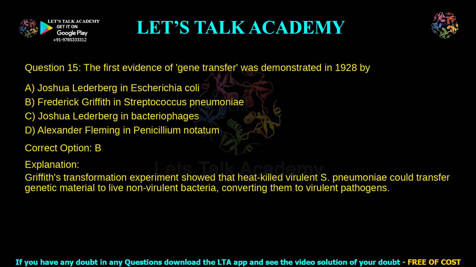 First Evidence of Gene Transfer - CSIR NET LIFE SCIENCE COACHING | NTA ...