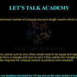 2. The minimum number of unequal non-zero length vectors which can add up to give a zero resultant is a. two b. three c. four d. five