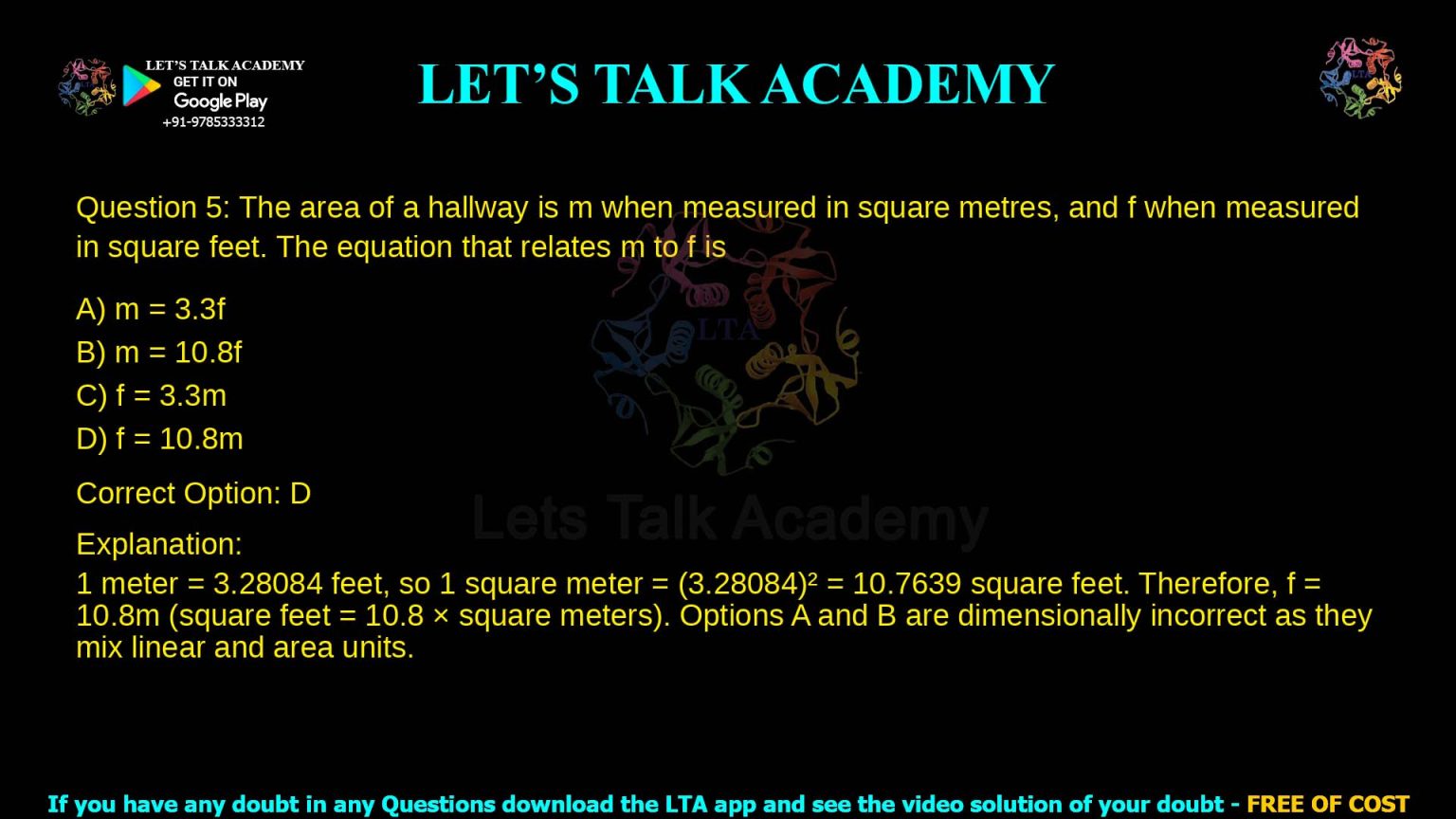 Hallway Area Square Meters to Square Feet Conversion - CSIR NET LIFE ...
