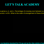 There are three genes a, b, and c. Percentage of crossing over between a and b is 20%, b and c is 28% and a and c is 8%. What is the order of arrangement of these three genes on the chromosome? a, b, c a, c, b b, a, c c, b, a