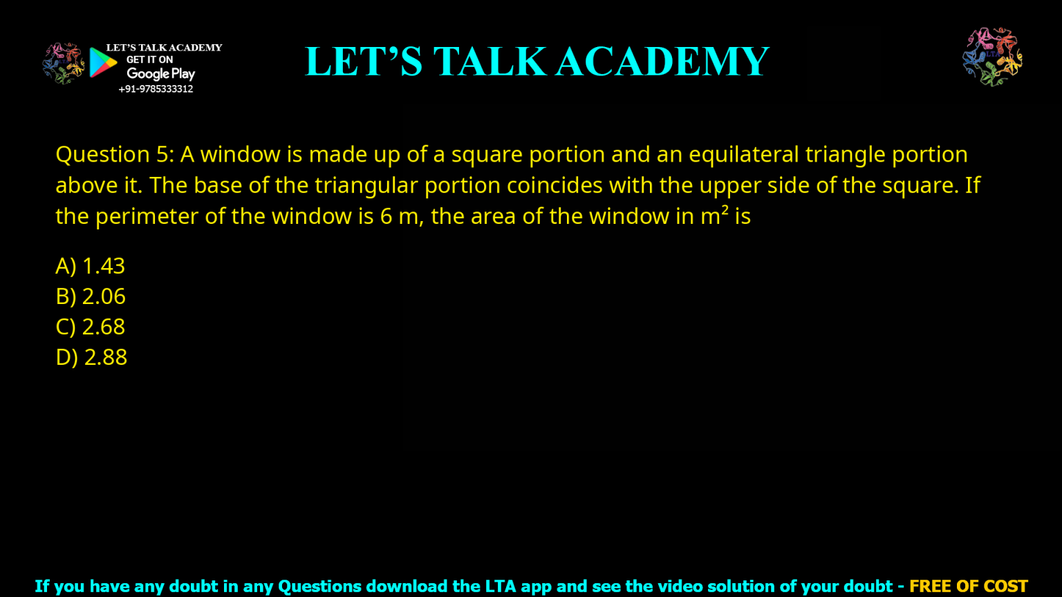 Window Perimeter Area - CSIR NET LIFE SCIENCE COACHING | NTA NET LIFE ...