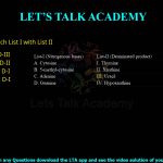 Q44.Match List I with List II List-I (Nitrogenous bases) A. Cytosine B. 5-methyl-cytosine C. Adenine D. Guanine List-II (Deaminated product) I. Thymine II. Xanthine III. Uracil IV. Hypoxanthine Choose the correct answer from the options given below: (A) A-IV, B-I, C-II, D-III (B) A-III, B-I, C-IV, D-II (C) A-III, B-IV, C-II, D-I (D) A-II, B-III, C-IV, D-I