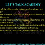30. What is (are) the difference(s) between microtubules and microfilaments?  (A) Microtubules are made up of tubulin and microfilaments are made up of intermediate filaments (B)Microtubules are important for compression resistance and microfilaments bear tension (C) Microtubules are important for the functions of cilia and flagella and the microfilaments are important for cytoplasmic streaming (D)Microtubules – muscle contraction; microfilaments – ciliary movement