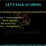 31. Which of the following organs are correctly paired with their function?  (A) Large intestine — Protein digestion (B) Oral cavity — Starch digestion (C) Pancreas — Bile production (D) Small intestine — Fat digestion
