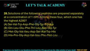 IIT JAM Biotechnology Previous Year Question paper Topic Biochemistry