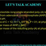 48. A 100 nucleotide-long single stranded poly-(A) is synthesized from adenosine monophosphate (AMP) at physiological pH. (Atomic mass of C = 12, H = 1, O = 16, P = 31; at physiological pH, Molecular mass of AMP = 345). The molecular mass of the resulting poly-(A) at physiological pH is ____     .