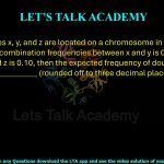 20. Three genes x, y, and z are located on a chromosome in a linear order. If the recombination frequencies between x and y is 0.15, and between y and z is 0.10, then the expected frequency of double crossovers is __________ (rounded off to three decimal places).      