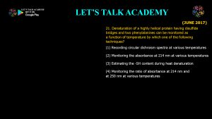 CSIR NET Life Science Previous Year Questions and Solutions Spectroscopy