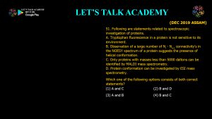 CSIR NET Life Science Previous Year Questions and Solutions Spectroscopy