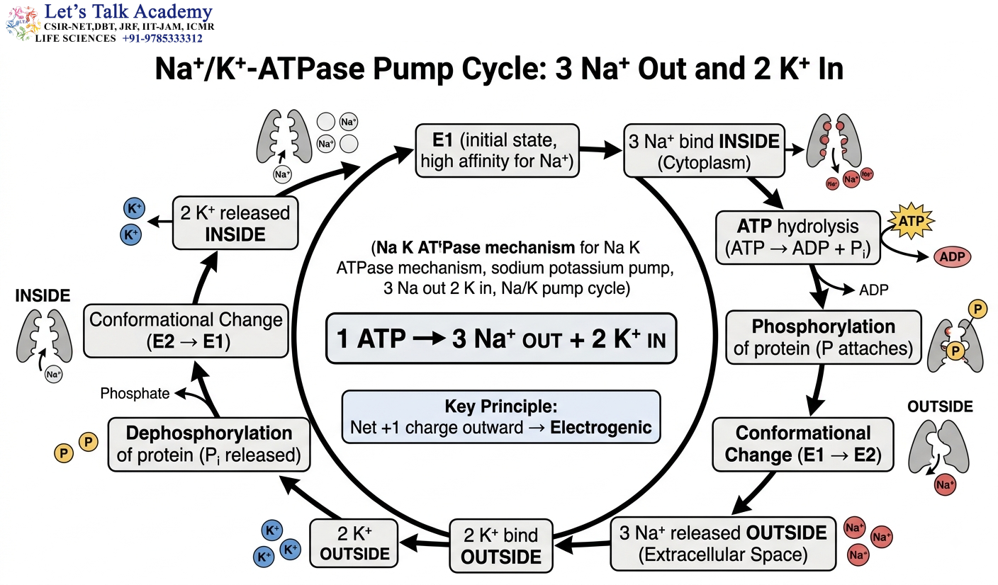 Na⁺/K⁺-ATPase Mechanism Diagram