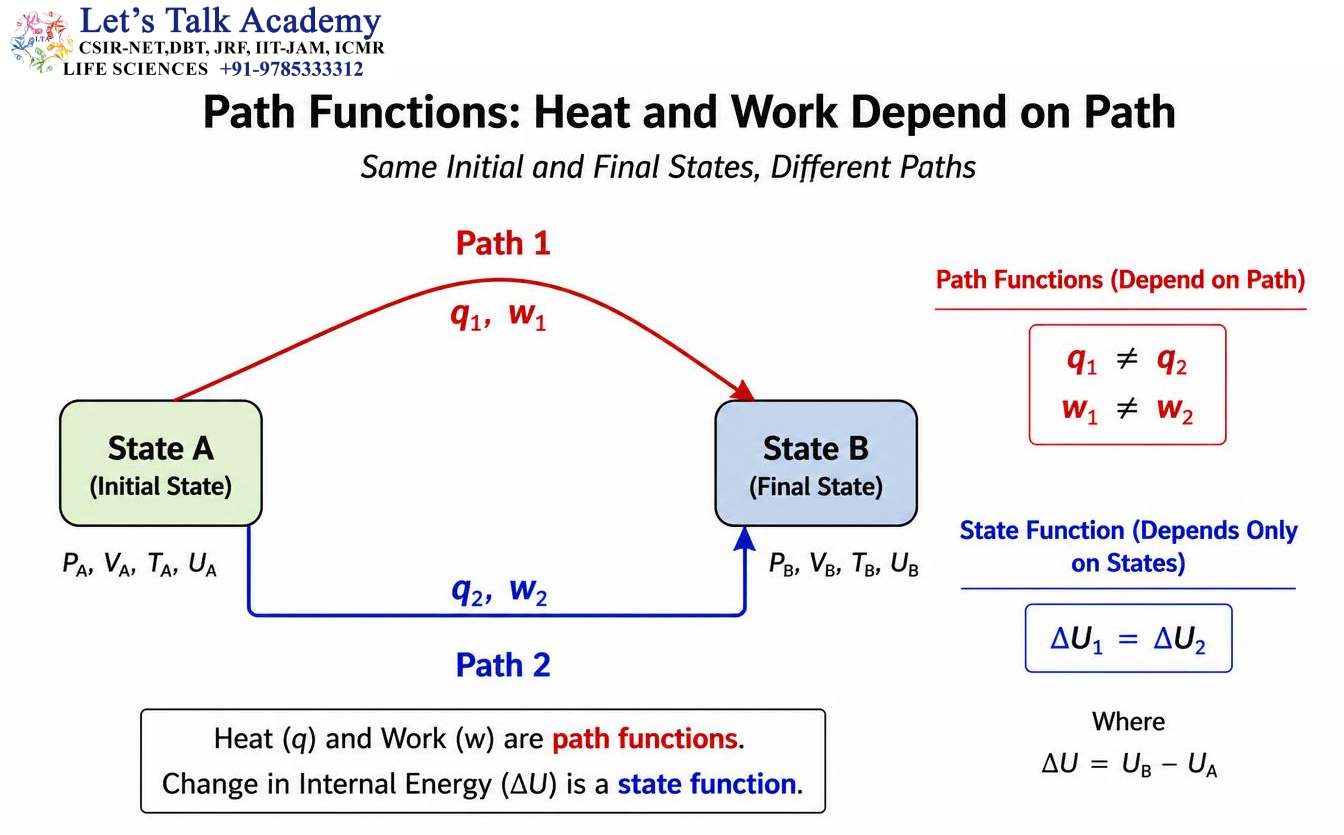 Path functions heat depend on path